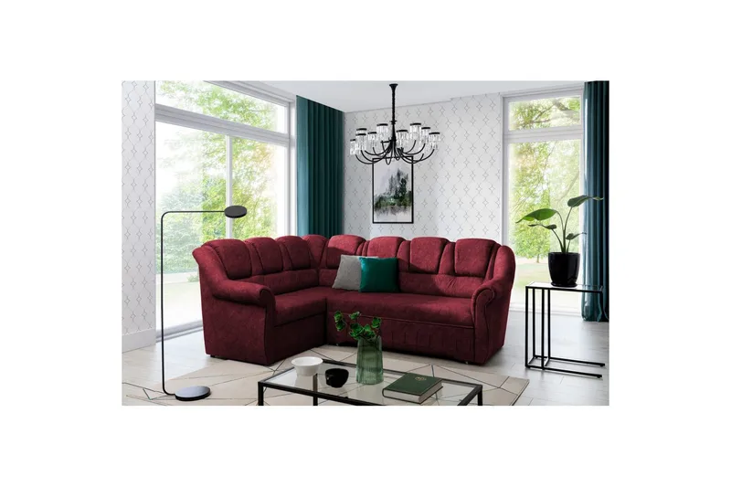 Hörnsoffa Eltap Lord II 243x195x112 cm - Dora 63, Röd, Vänster - Möbler - Vardagsrum - Bäddsoffor - Hörnbäddsoffa
