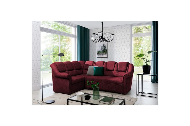 Hörnsoffa Eltap Lord II 243x195x112 cm - Dora 63, Röd, Vänster - Möbler - Vardagsrum - Bäddsoffor - Hörnbäddsoffa