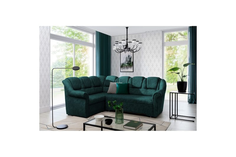 Hörnsoffa Eltap Lord II 243x195x112 cm - Dora 85, Mörkgrön, Vänster - Möbler - Vardagsrum - Bäddsoffor - Hörnbäddsoffa