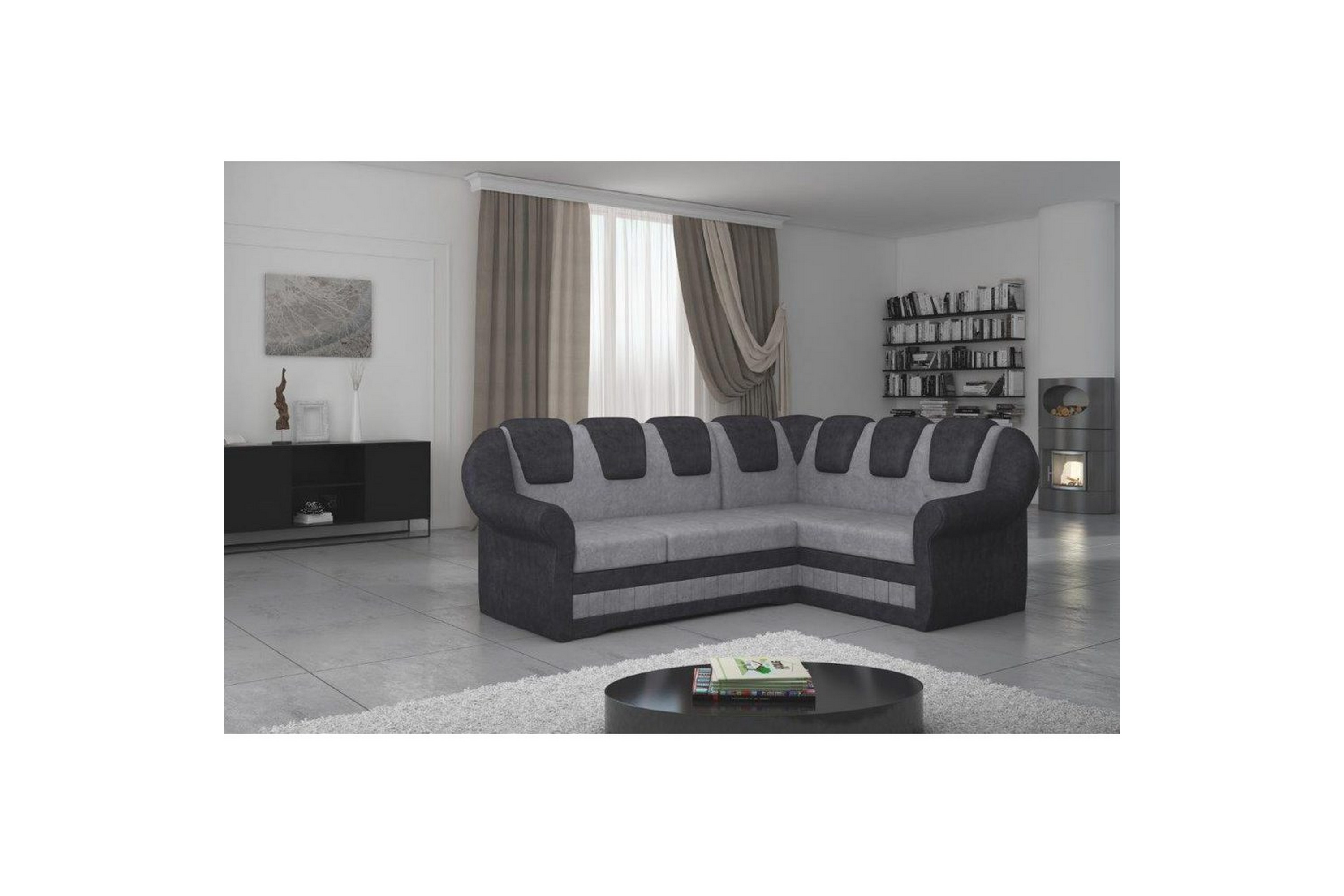 hörnsoffa eltap lord ii 243x195x112 cm - dora 90, dora 96, grå, svart, höger