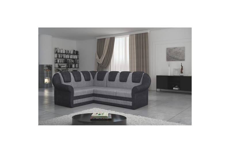 Hörnsoffa Eltap Lord II 243x195x112 cm - Dora 90, Dora 96, Grå, Svart, Vänster - Möbler - Vardagsrum - Bäddsoffor - Hörnbäddsoffa