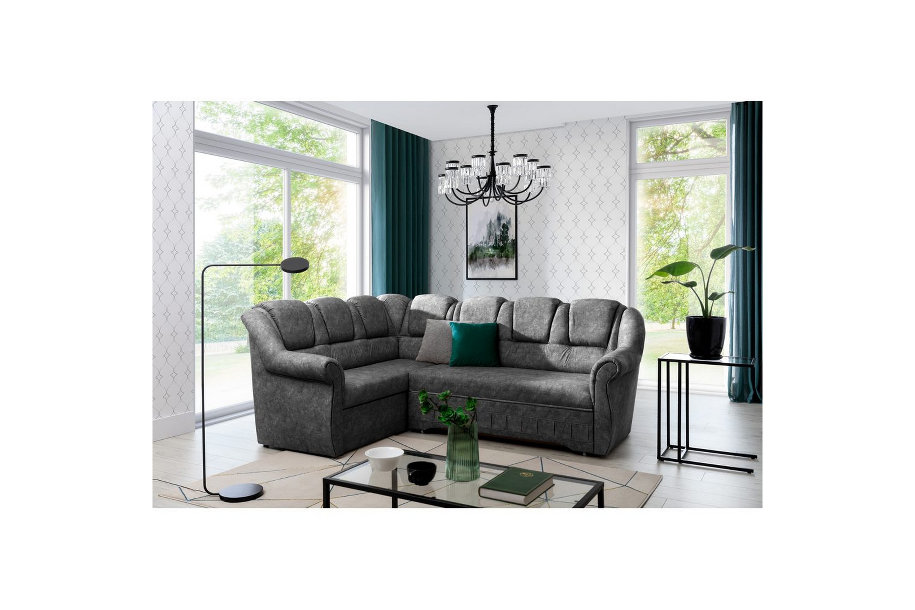 hörnsoffa eltap lord ii 243x195x112 cm - dora 90, grå, vänster