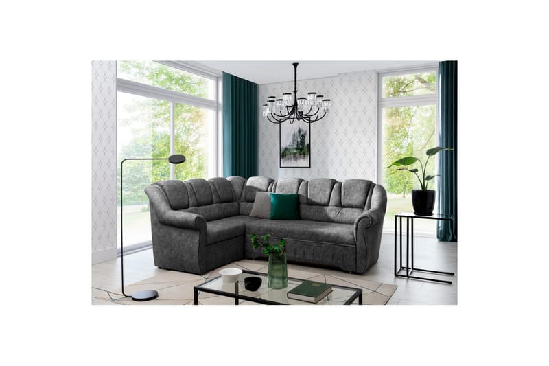 Hörnsoffa Eltap Lord II 243x195x112 cm - Dora 90, Grå, Vänster - Möbler - Vardagsrum - Bäddsoffor - Hörnbäddsoffa