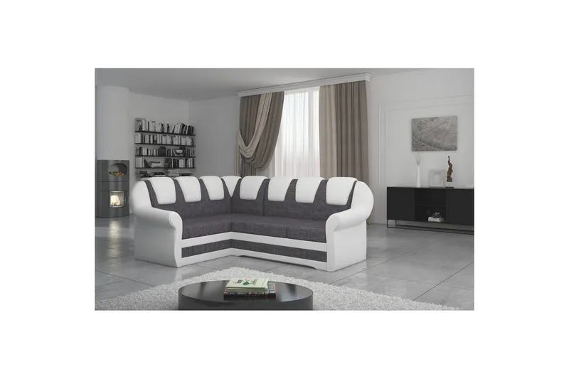 Hörnsoffa Eltap Lord II 243x195x112 cm - Sawana 05, Soft 17, Grå, Vit, Vänster - Möbler - Vardagsrum - Bäddsoffor - Hörnbäddsoffa