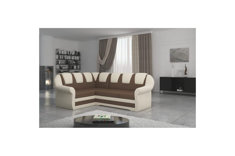 Hörnsoffa Eltap Lord II 243x195x112 cm - Soft 15, Soft 33, Brun, Beige, Vänster - Möbler - Vardagsrum - Bäddsoffor - Hörnbäddsoffa