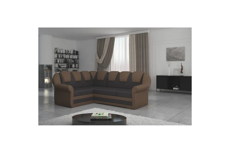 Hörnsoffa Eltap Lord II 243x195x112 cm, Soft 66, Soft 15, Mörkbrun, Svart, Vänster