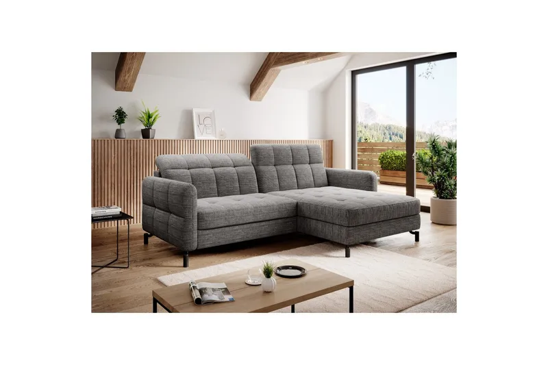 Hörnsoffa Eltap Lorelle 225x160x105 cm - Berlin 01, Grå, Höger - Möbler - Vardagsrum - Bäddsoffor