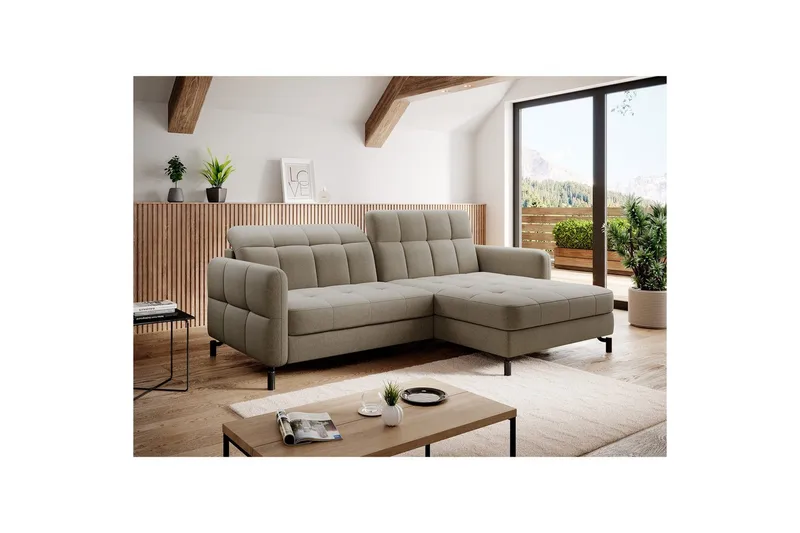 Hörnsoffa Eltap Lorelle 225x160x105 cm - Inari 23, Brun, Höger - Möbler - Vardagsrum - Bäddsoffor