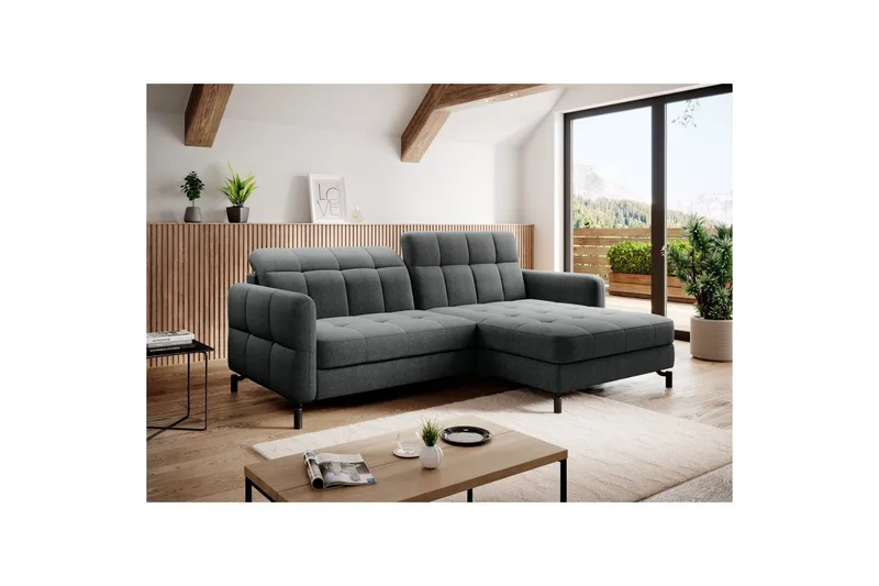 Hörnsoffa Eltap Lorelle 225x160x105 cm - Inari 96, Mörkgrå, Höger - Möbler - Vardagsrum - Bäddsoffor