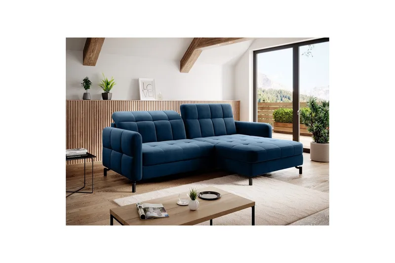 Hörnsoffa Eltap Lorelle 225x160x105 cm - Kronos 09, Mörkblå, Höger - Möbler - Vardagsrum - Bäddsoffor