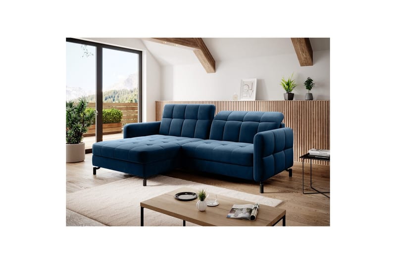 Hörnsoffa Eltap Lorelle 225x160x105 cm - Kronos 09, Mörkblå, Vänster - Möbler - Vardagsrum - Bäddsoffor