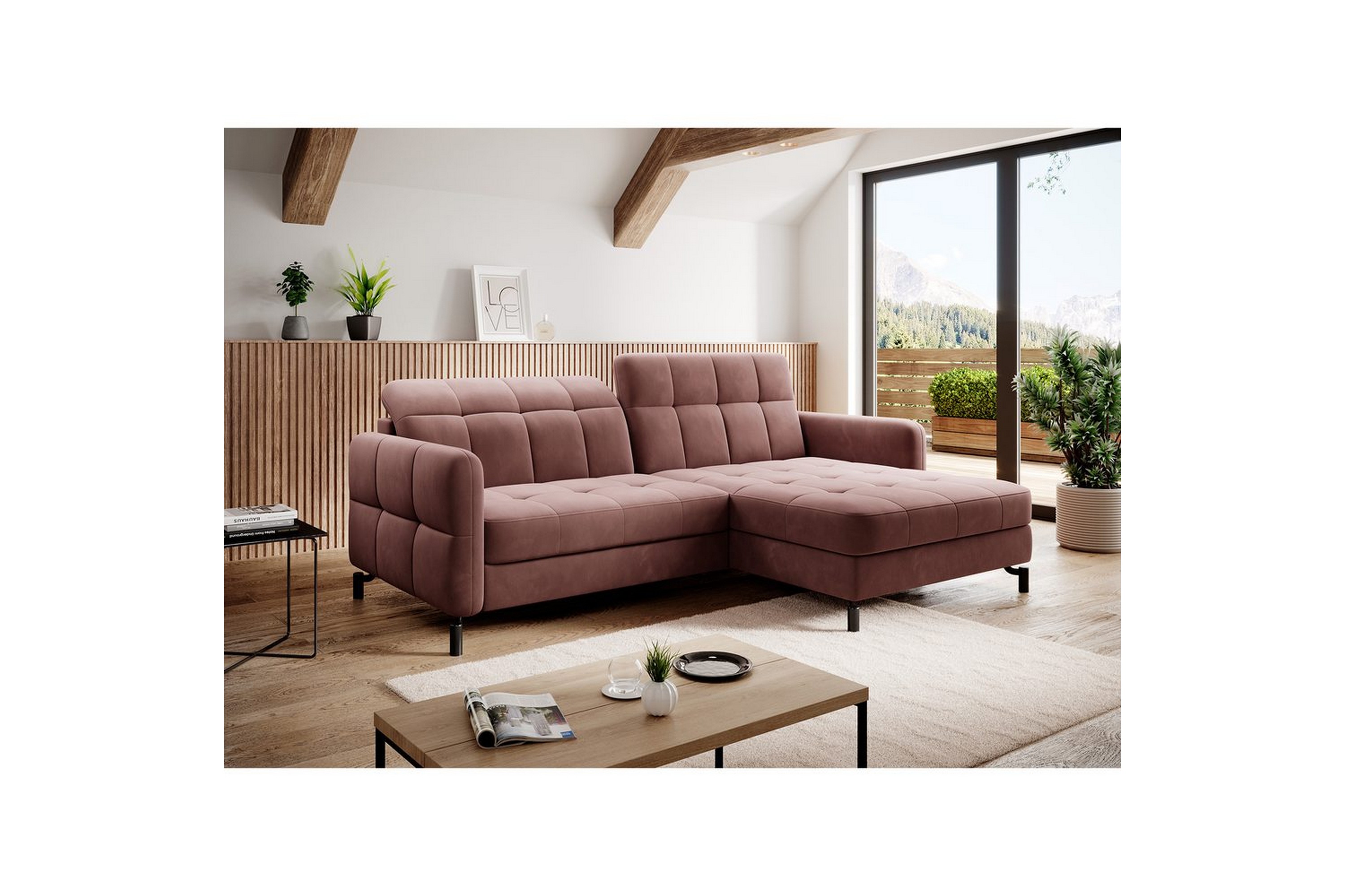 hörnsoffa eltap lorelle 225x160x105 cm - kronos 29, rosa, höger