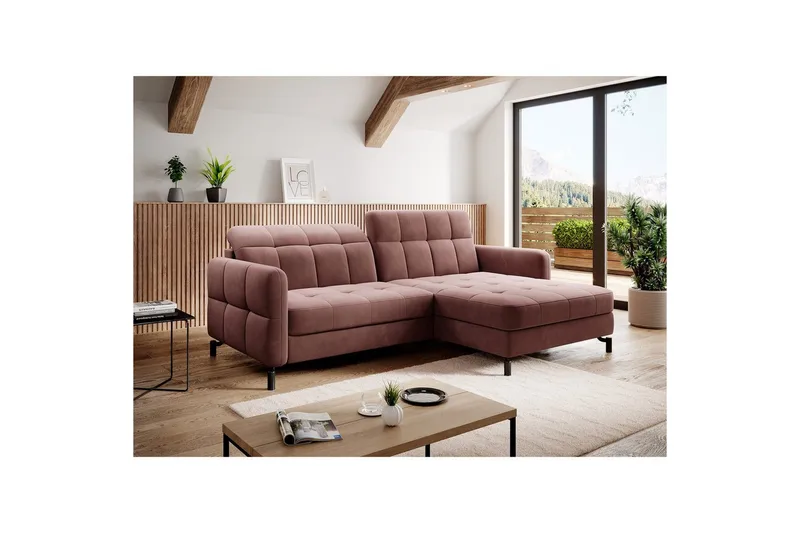 Hörnsoffa Eltap Lorelle 225x160x105 cm - Kronos 29, Rosa, Höger - Möbler - Vardagsrum - Bäddsoffor
