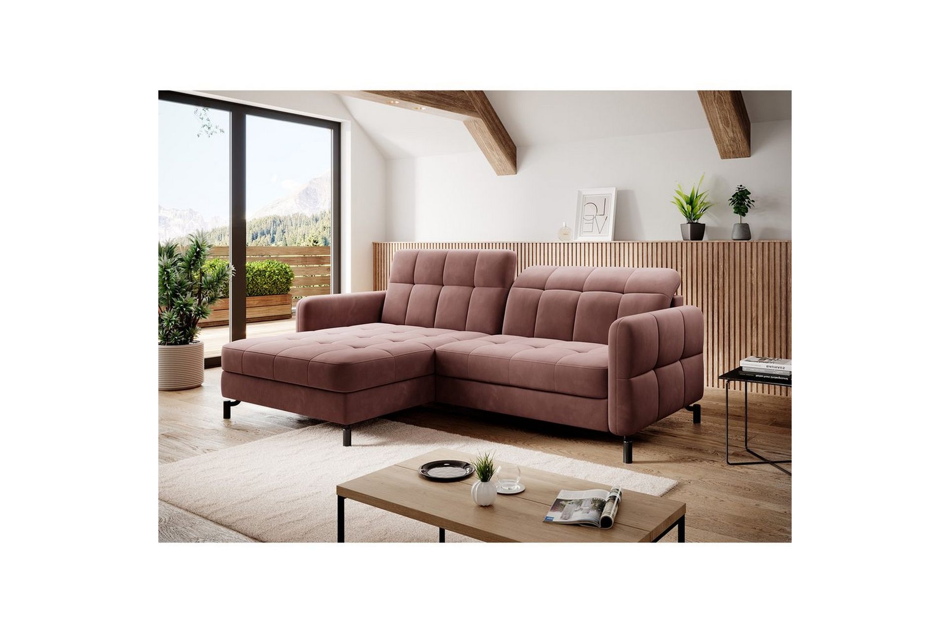 hörnsoffa eltap lorelle 225x160x105 cm - kronos 29, rosa, vänster