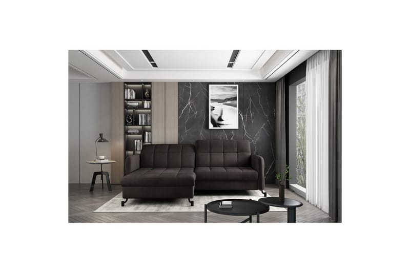 Hörnsoffa Eltap Lorelle 225x160x105 cm - Mat Velvet 29, Brun, Vänster - Möbler - Vardagsrum - Bäddsoffor