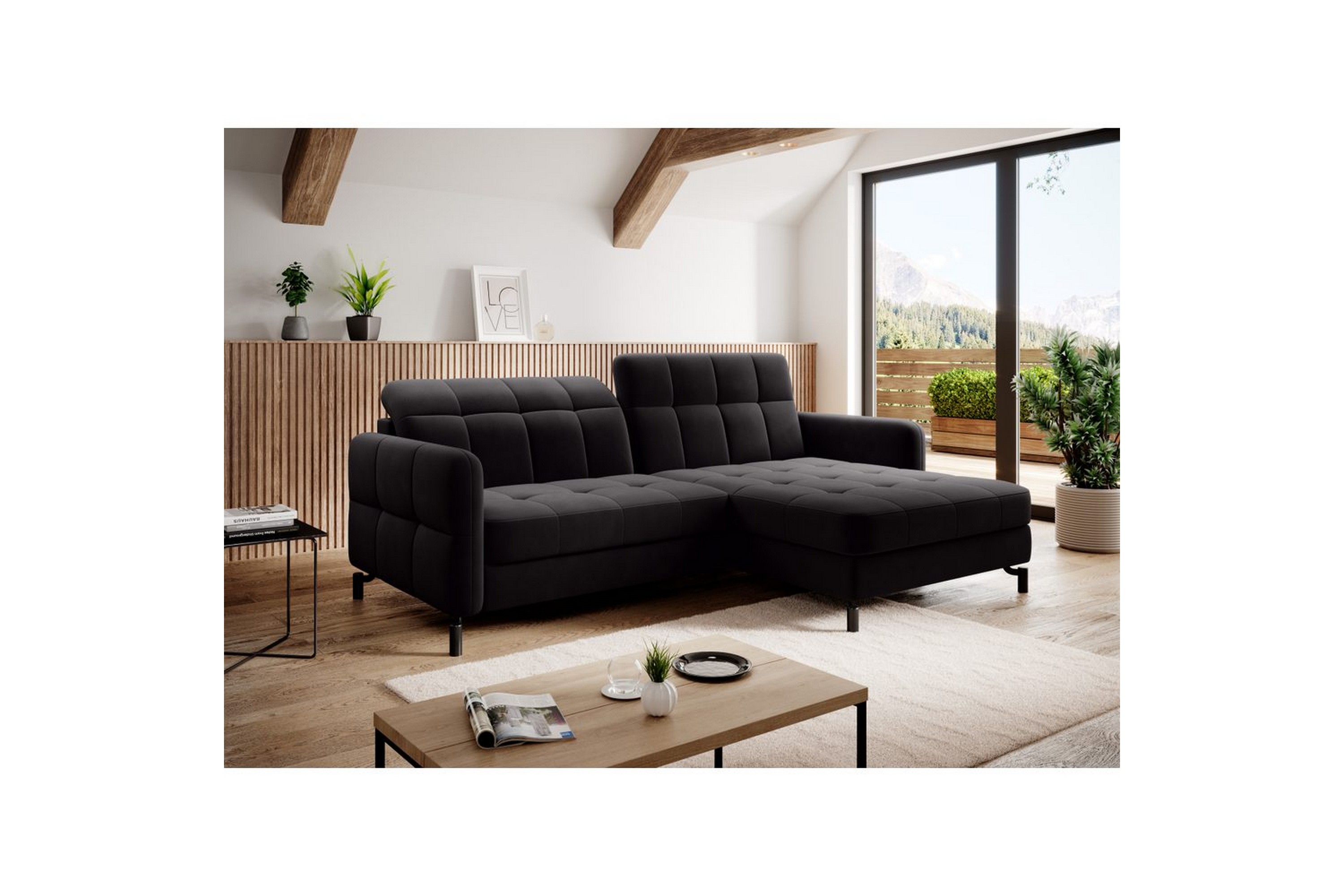 hörnsoffa eltap lorelle 225x160x105 cm - mat velvet 99, blå, höger