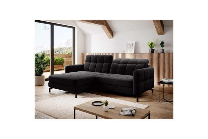 Hörnsoffa Eltap Lorelle 225x160x105 cm - Mat Velvet 99, Blå, Vänster - Möbler - Vardagsrum - Bäddsoffor