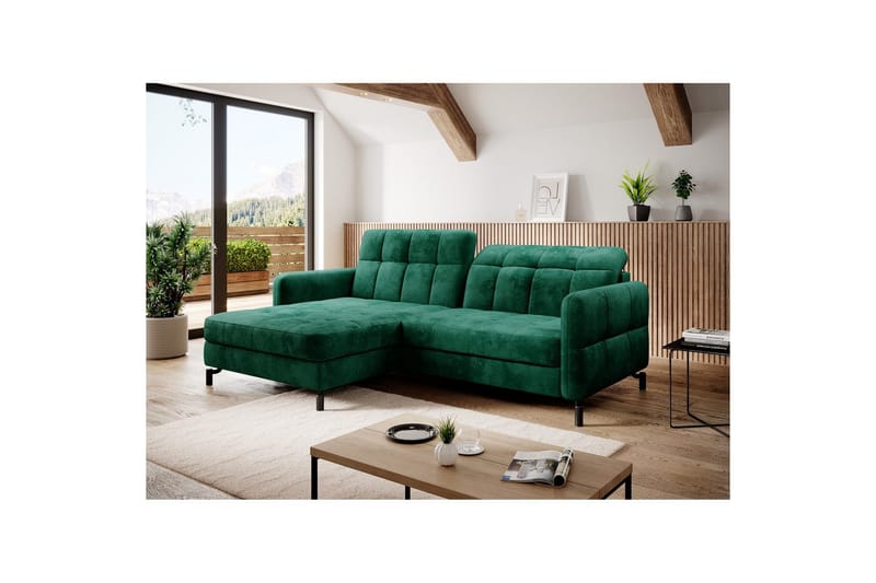Hörnsoffa Eltap Lorelle 225x160x105 cm - Monolit 37, Grön, Vänster - Möbler - Vardagsrum - Bäddsoffor
