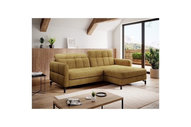 Hörnsoffa Eltap Lorelle 225x160x105 cm - Monolit 48, Gul, Höger - Möbler - Vardagsrum - Bäddsoffor