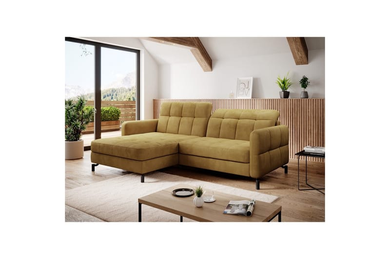 Hörnsoffa Eltap Lorelle 225x160x105 cm - Monolit 48, Gul, Vänster - Möbler - Vardagsrum - Bäddsoffor