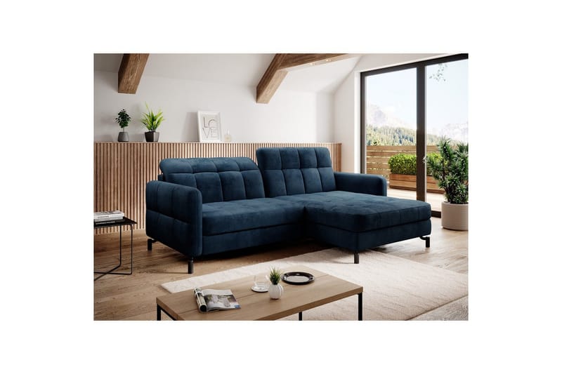 Hörnsoffa Eltap Lorelle 225x160x105 cm - Monolit 77, Blå, Höger - Möbler - Vardagsrum - Bäddsoffor