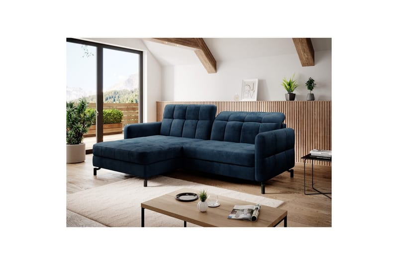 Hörnsoffa Eltap Lorelle 225x160x105 cm - Monolit 77, Blå, Vänster - Möbler - Vardagsrum - Bäddsoffor