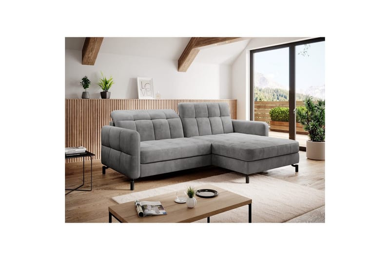Hörnsoffa Eltap Lorelle 225x160x105 cm - Monolit 84, Ljusgrå, Höger - Möbler - Vardagsrum - Bäddsoffor