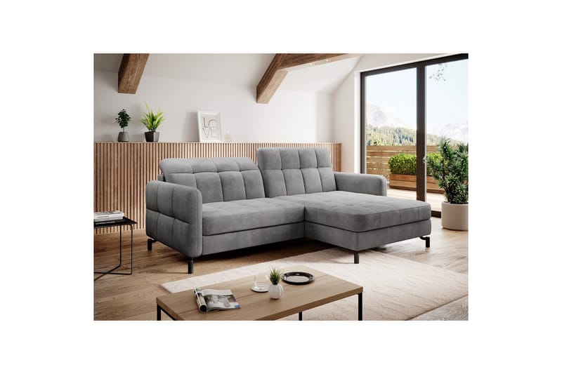 Hörnsoffa Eltap Lorelle 225x160x105 cm - Monolit 84, Ljusgrå, Höger - Möbler - Vardagsrum - Bäddsoffor