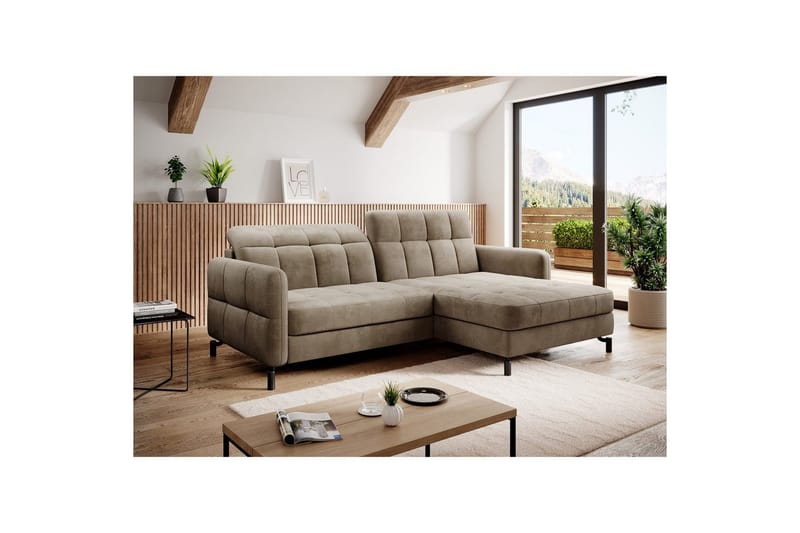 Hörnsoffa Eltap Lorelle 225x160x105 cm - Monolith 09, Mörk Beige, Höger - Möbler - Vardagsrum - Bäddsoffor