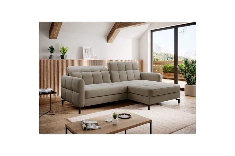 Hörnsoffa Eltap Lorelle 225x160x105 cm - Monolith 29, Brun, Vänster - Möbler - Vardagsrum - Bäddsoffor