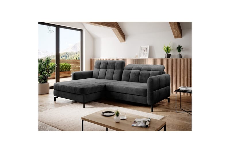 Hörnsoffa Eltap Lorelle 225x160x105 cm - Monolith 97, Mörkgrå, Vänster - Möbler - Vardagsrum - Bäddsoffor