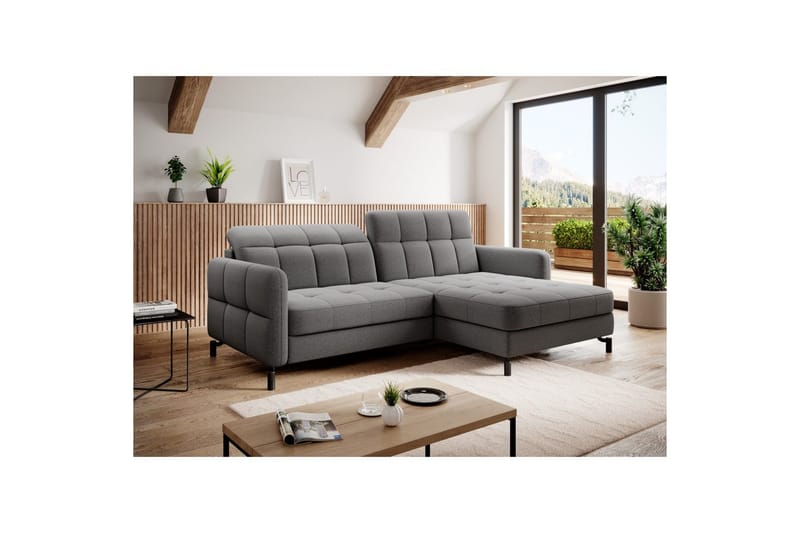 Hörnsoffa Eltap Lorelle 225x160x105 cm - Omega 13, Mörkgrå, Höger - Möbler - Vardagsrum - Bäddsoffor