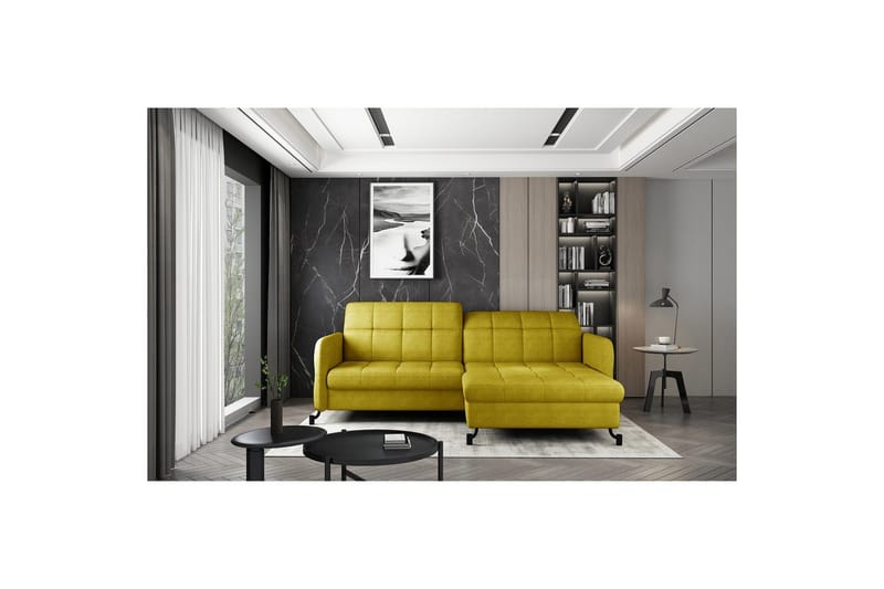 Hörnsoffa Eltap Lorelle 225x160x105 cm - Omega 68, Gul, Höger - Möbler - Vardagsrum - Bäddsoffor
