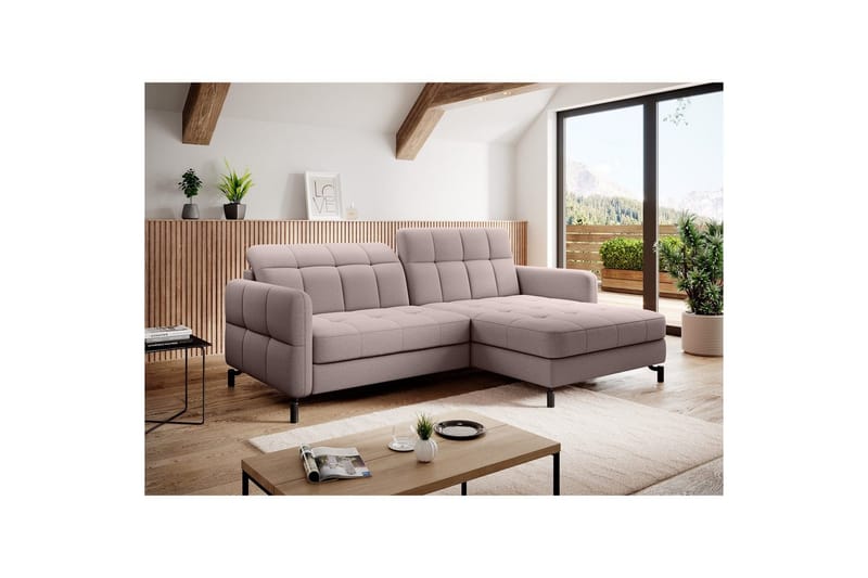 Hörnsoffa Eltap Lorelle 225x160x105 cm - Omega 91, Rosa, Höger - Möbler - Vardagsrum - Bäddsoffor
