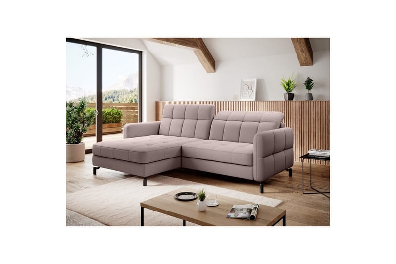 Hörnsoffa Eltap Lorelle 225x160x105 cm - Omega 91, Rosa, Vänster - Möbler - Vardagsrum - Bäddsoffor