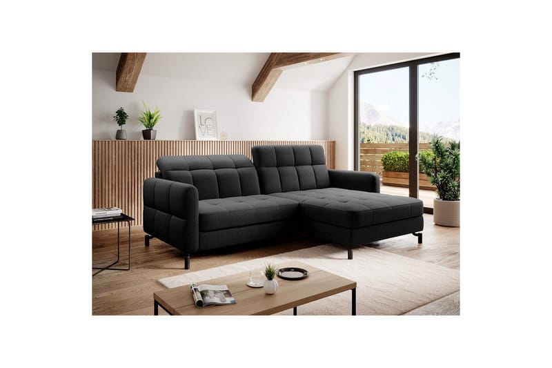 Hörnsoffa Eltap Lorelle 225x160x105 cm - Sawana 14, Svart, Höger - Möbler - Vardagsrum - Bäddsoffor