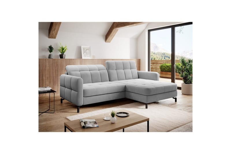Hörnsoffa Eltap Lorelle 225x160x105 cm - Paros 05, Ljusgrå, Höger - Möbler - Vardagsrum - Bäddsoffor