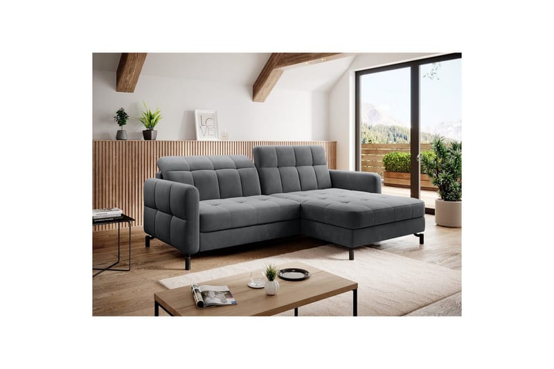 Hörnsoffa Eltap Lorelle 225x160x105 cm - Paros 06, Grå, Höger - Möbler - Vardagsrum - Bäddsoffor