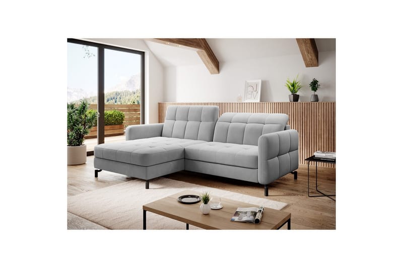 Hörnsoffa Eltap Lorelle 225x160x105 cm - Paros 05, Ljusgrå, Vänster - Möbler - Vardagsrum - Bäddsoffor