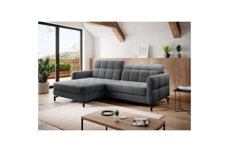 Hörnsoffa Eltap Lorelle 225x160x105 cm - Paros 06, Grå, Vänster - Möbler - Vardagsrum - Bäddsoffor