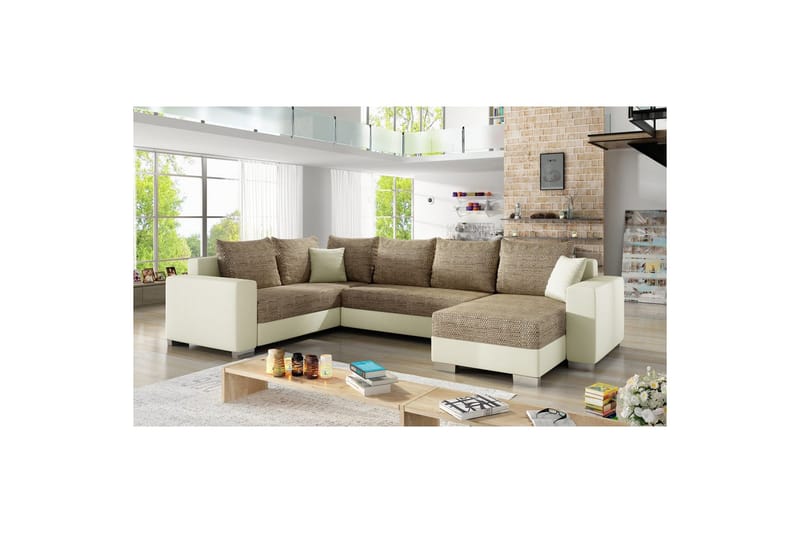Hörnsoffa Eltap Marco 312x210x92 cm - Berlin 03, Soft 33, Beige, Höger - Möbler - Vardagsrum - Bäddsoffor - Hörnbäddsoffa