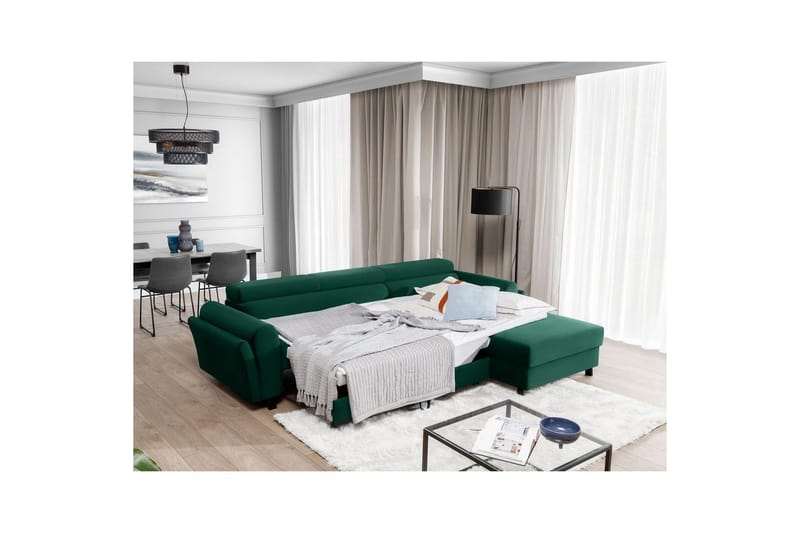 Hörnsoffa Eltap Mariall 288x200x92 cm - Kronos 19, Mörkgrön, Höger - Möbler - Vardagsrum - Bäddsoffor