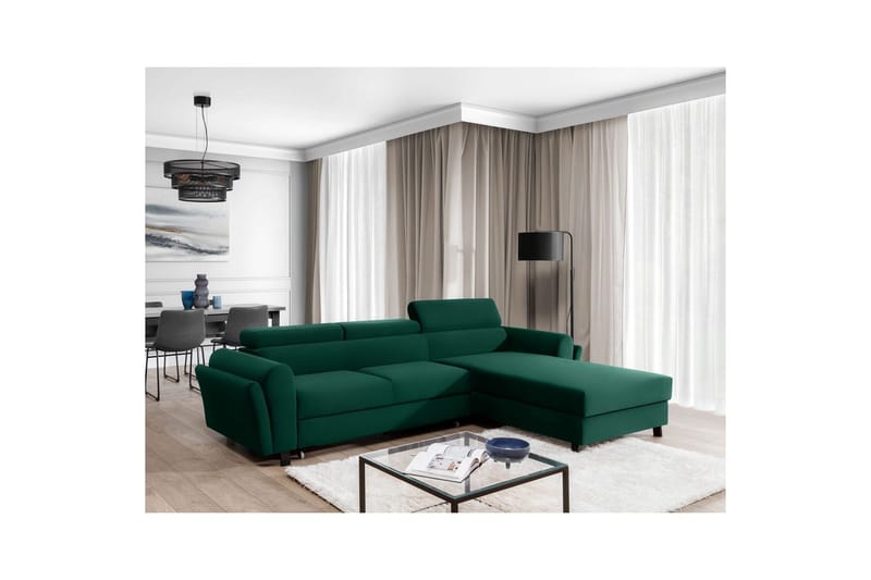 Hörnsoffa Eltap Mariall 288x200x92 cm - Kronos 19, Mörkgrön, Höger - Möbler - Vardagsrum - Bäddsoffor