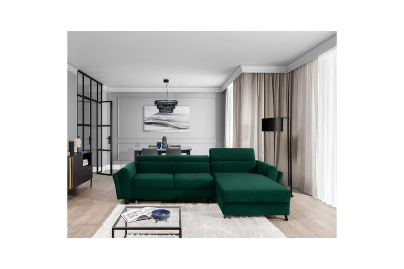 Hörnsoffa Eltap Mariall 288x200x92 cm - Kronos 19, Mörkgrön, Höger - Möbler - Vardagsrum - Bäddsoffor