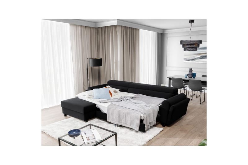 Hörnsoffa Eltap Mariall 288x200x92 cm - Mat Sammet 99, Blå, Vänster - Möbler - Vardagsrum - Bäddsoffor