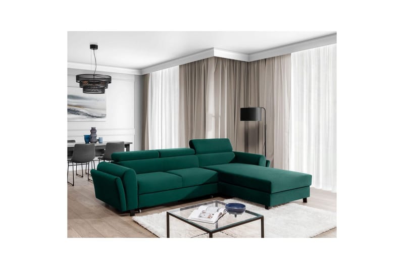 Hörnsoffa Eltap Mariall 288x200x92 cm - Monolith 37, Grön, Höger - Möbler - Vardagsrum - Bäddsoffor