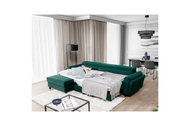 Hörnsoffa Eltap Mariall 288x200x92 cm - Monolith 37, Grön, Vänster - Möbler - Vardagsrum - Bäddsoffor