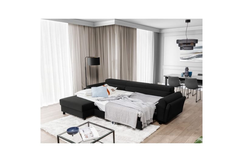 Hörnsoffa Eltap Mariall 288x200x92 cm - Sawana 14, Svart, Vänster - Möbler - Vardagsrum - Bäddsoffor