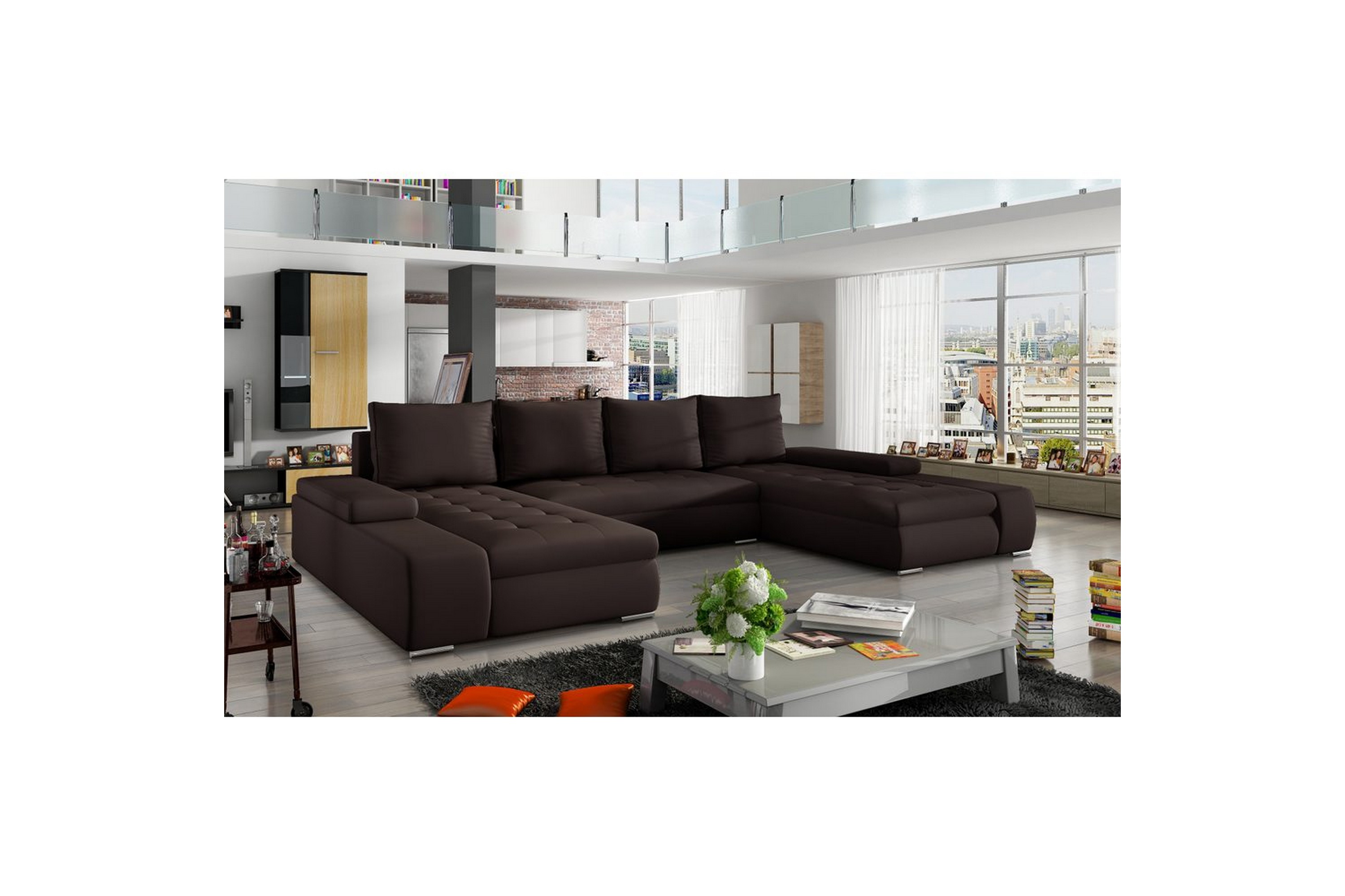 hörnsoffa eltap marino 363x200x88 cm - soft 66, mörkbrun