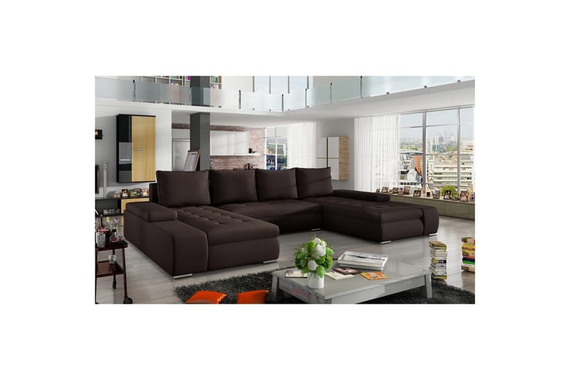Hörnsoffa Eltap Marino 363x200x88 cm, Soft 66, Mörkbrun